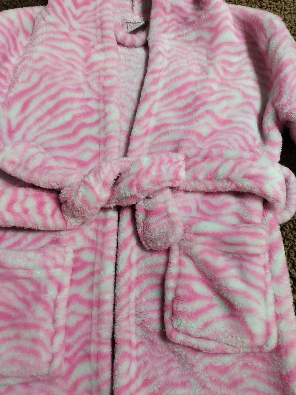 Plush Hooded Baby Robe in Pink Zebra Print